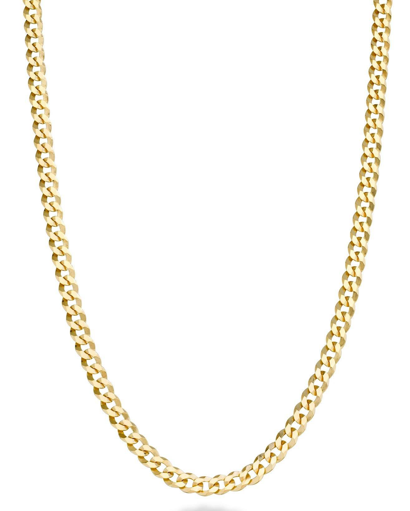 Solid 18k Gold Over 925 Sterling Silver 3.5mm Diamond Cut Cuban Link Curb Chain Necklace for Women Men