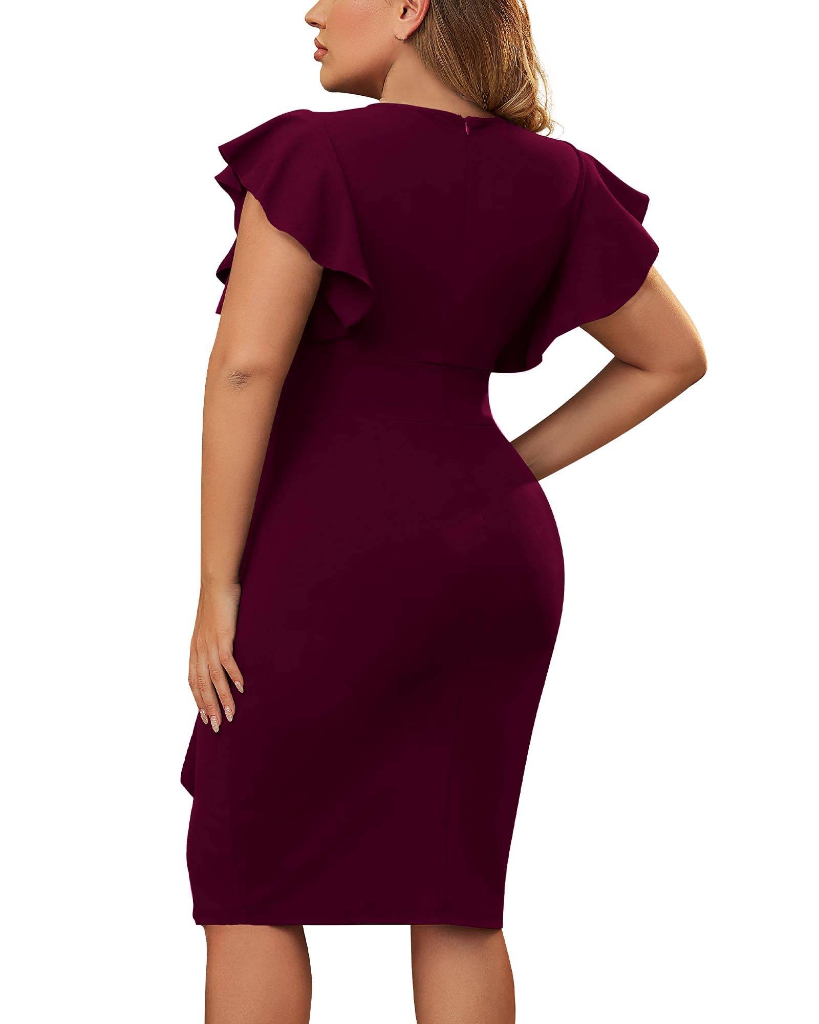 Women's Plus Size V Neck Business Party Dress