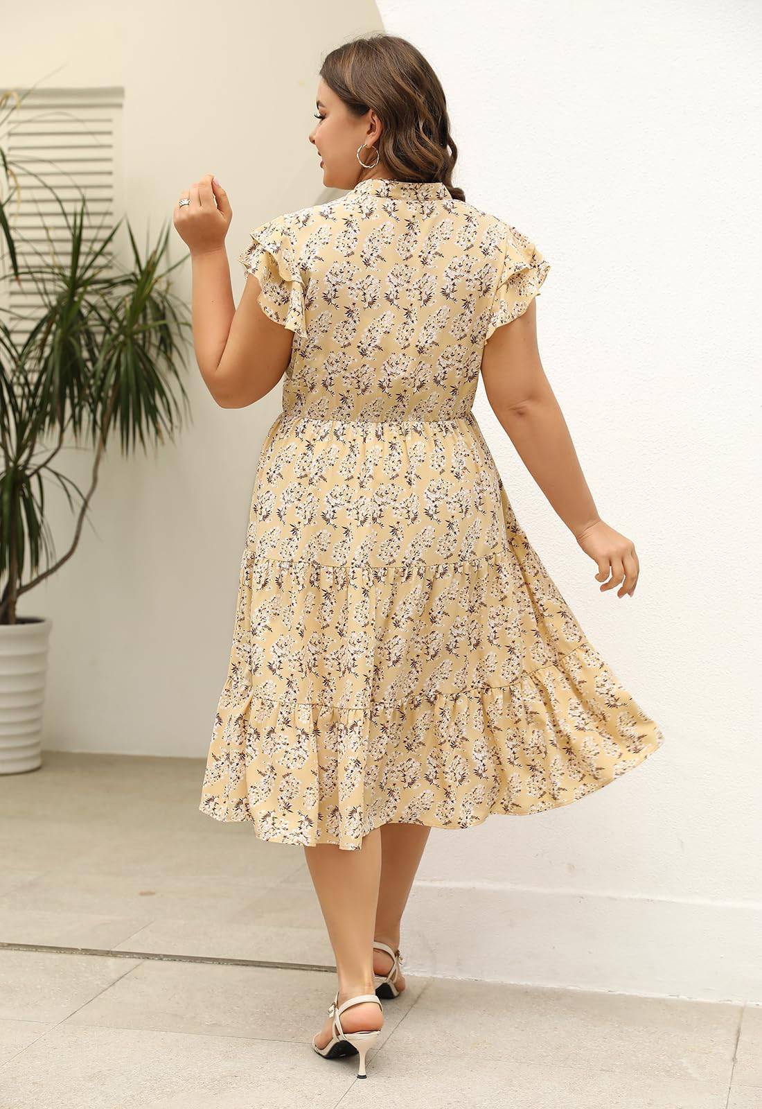 Plus Size Midi DressesWomen Boho Floral Dress