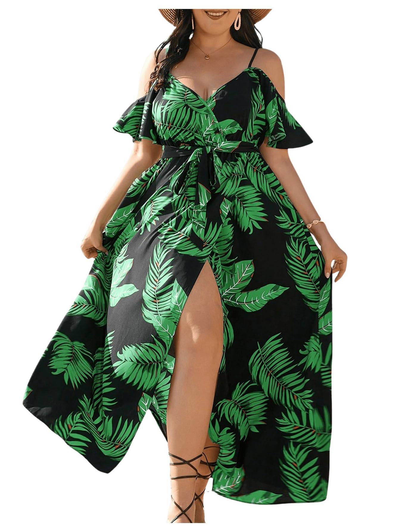 Women's Plus Size Short Sleeve Long Dress