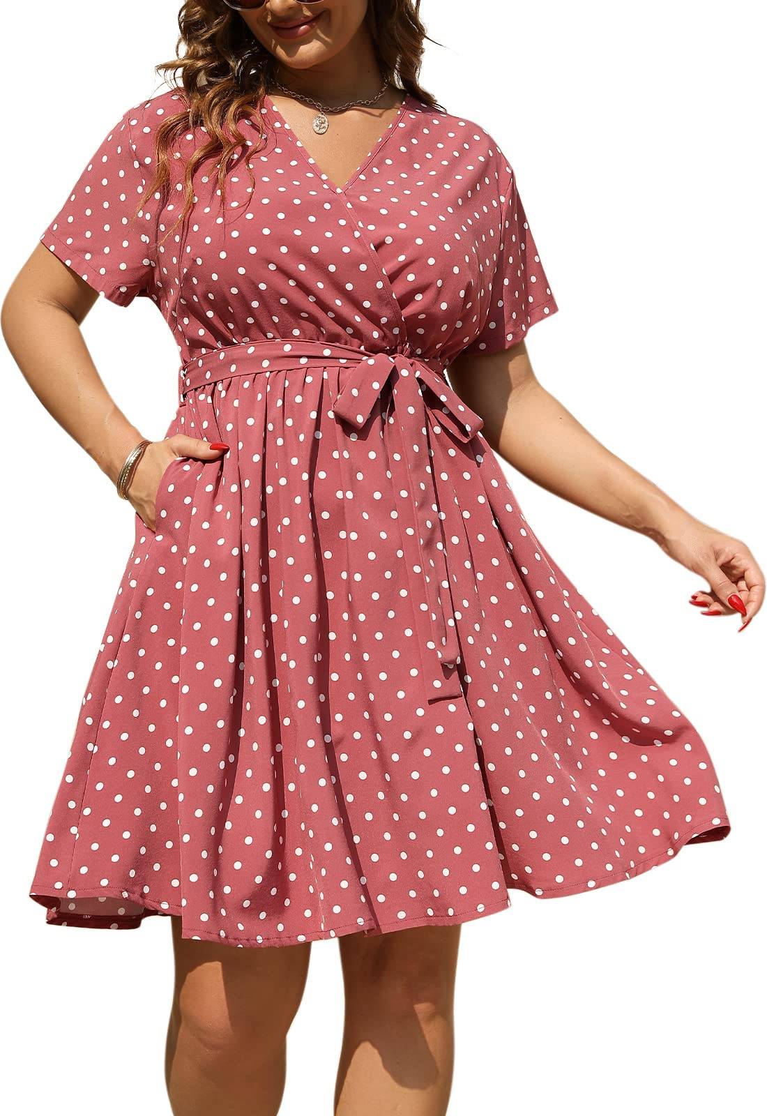 Womens Plus Size Boho Wrap Dress Floral Print