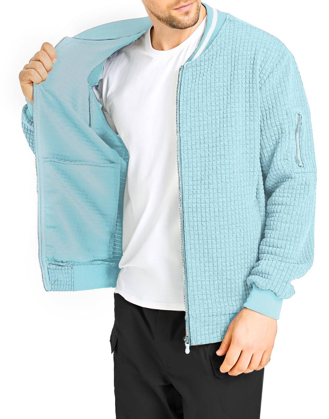 Mens Lightweight Jacket Casual Bomber Jacket Varsity Coat