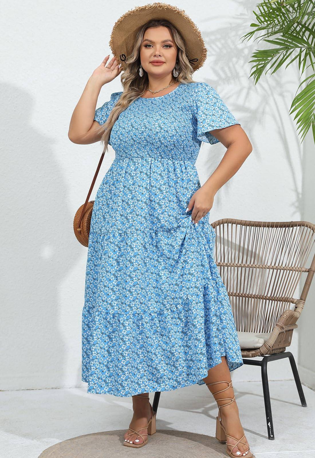 Women's Plus Size Maxi Dress Floral Boho Dress