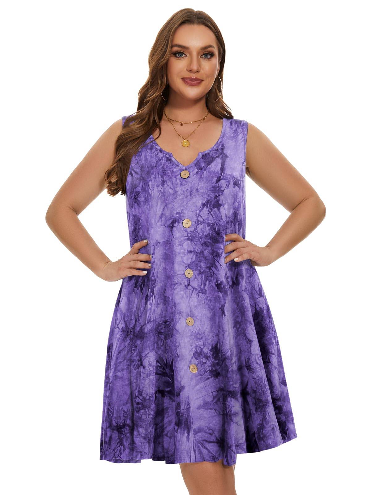 Women Plus Size A Line Sundresses Midi Dress