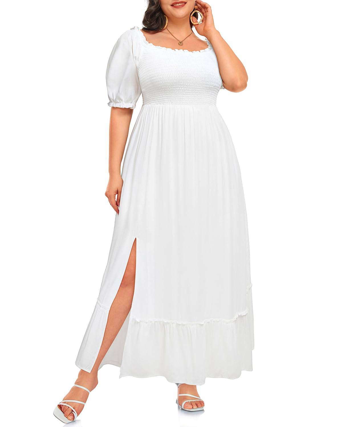 Women Plus Size Maxi Boho Sundress with Pocket