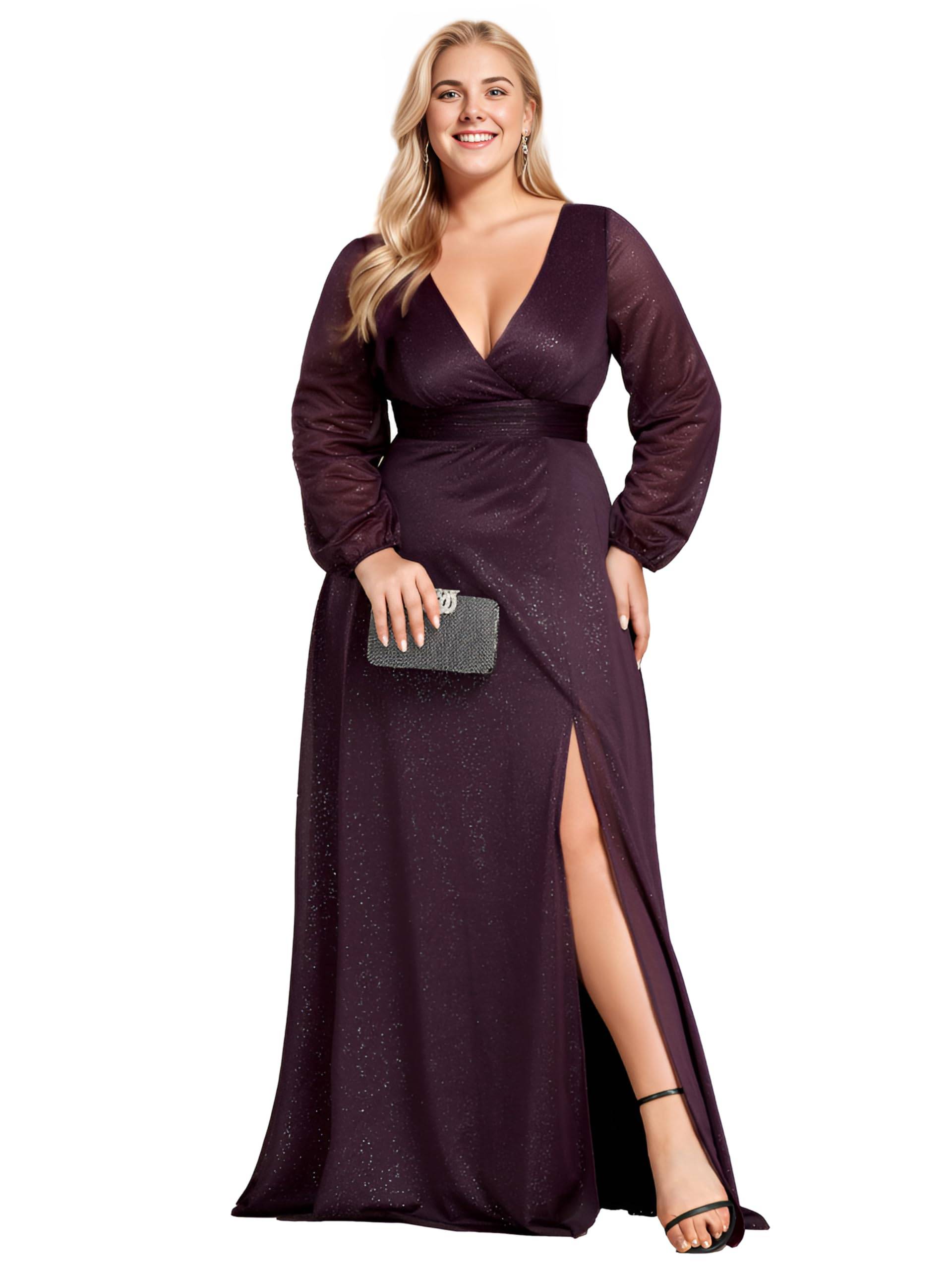 Women's Glitter A Line Plus Size Formal Dresses