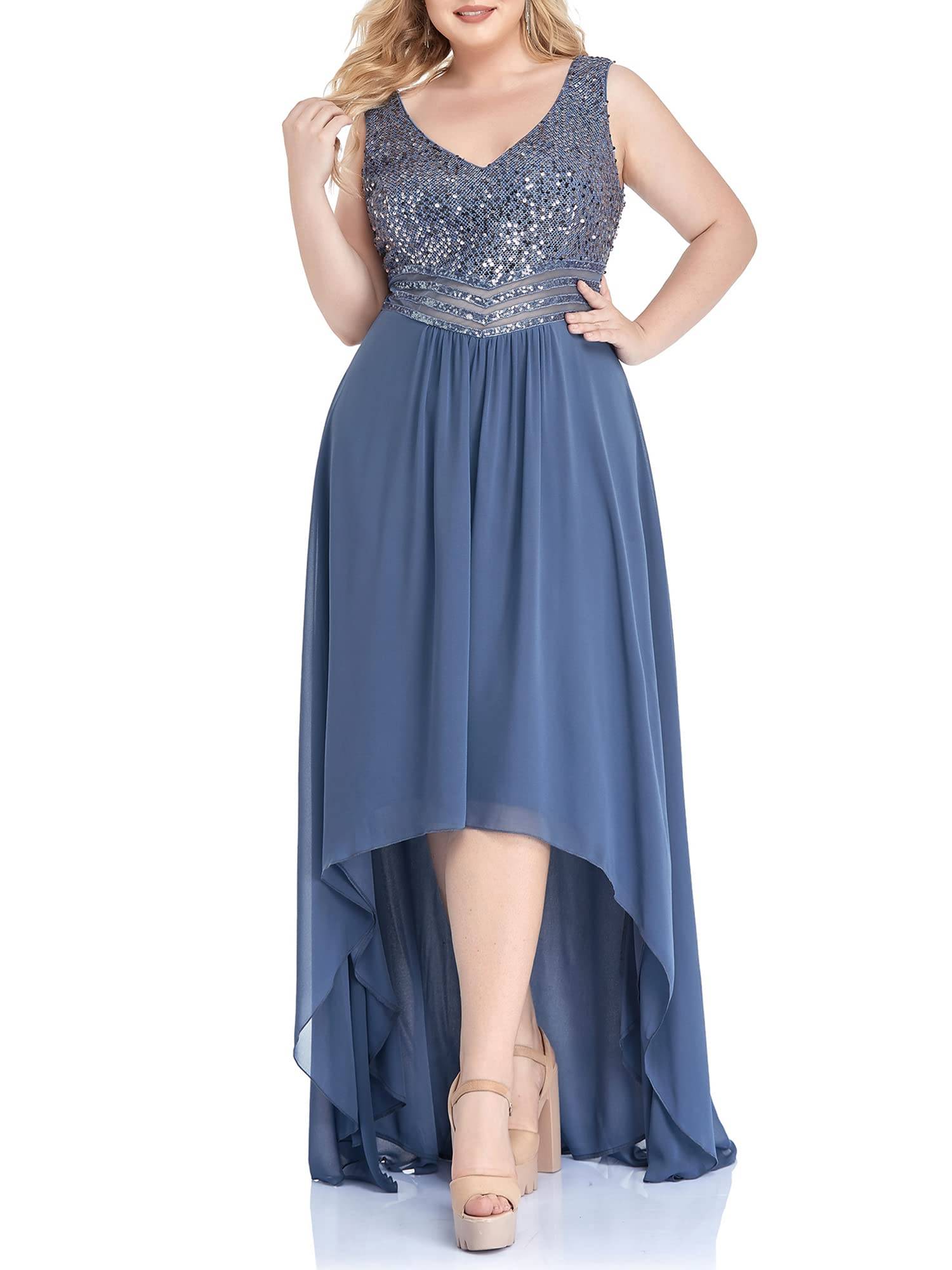 Plus Women V Neck Maxi Formal Party Dress