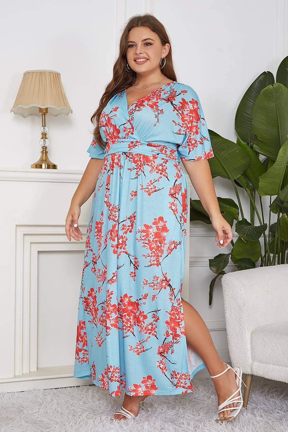 Plus Size Maxi Dresses Women Boho Floral