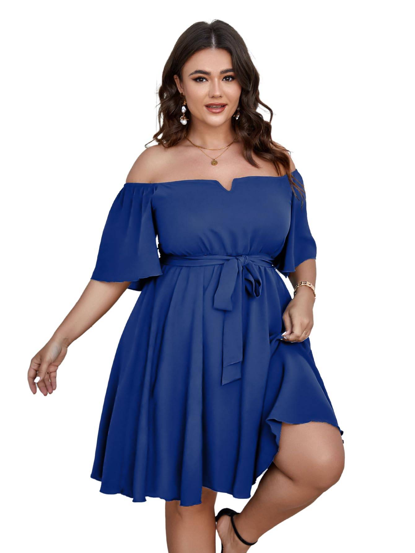 Womens Plus Size Short Sleeve A-Line Mini Dress