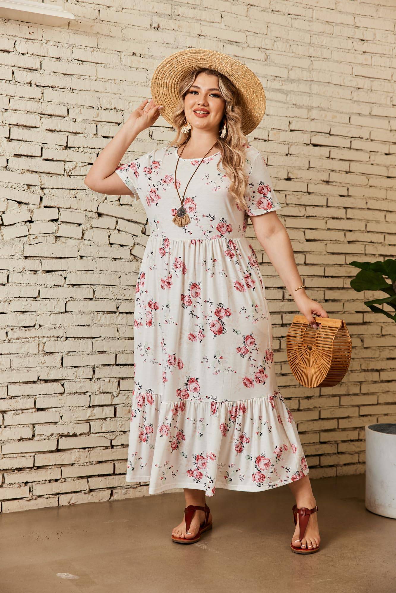 Women Plus Size Long Maxi Dresses with Pockets