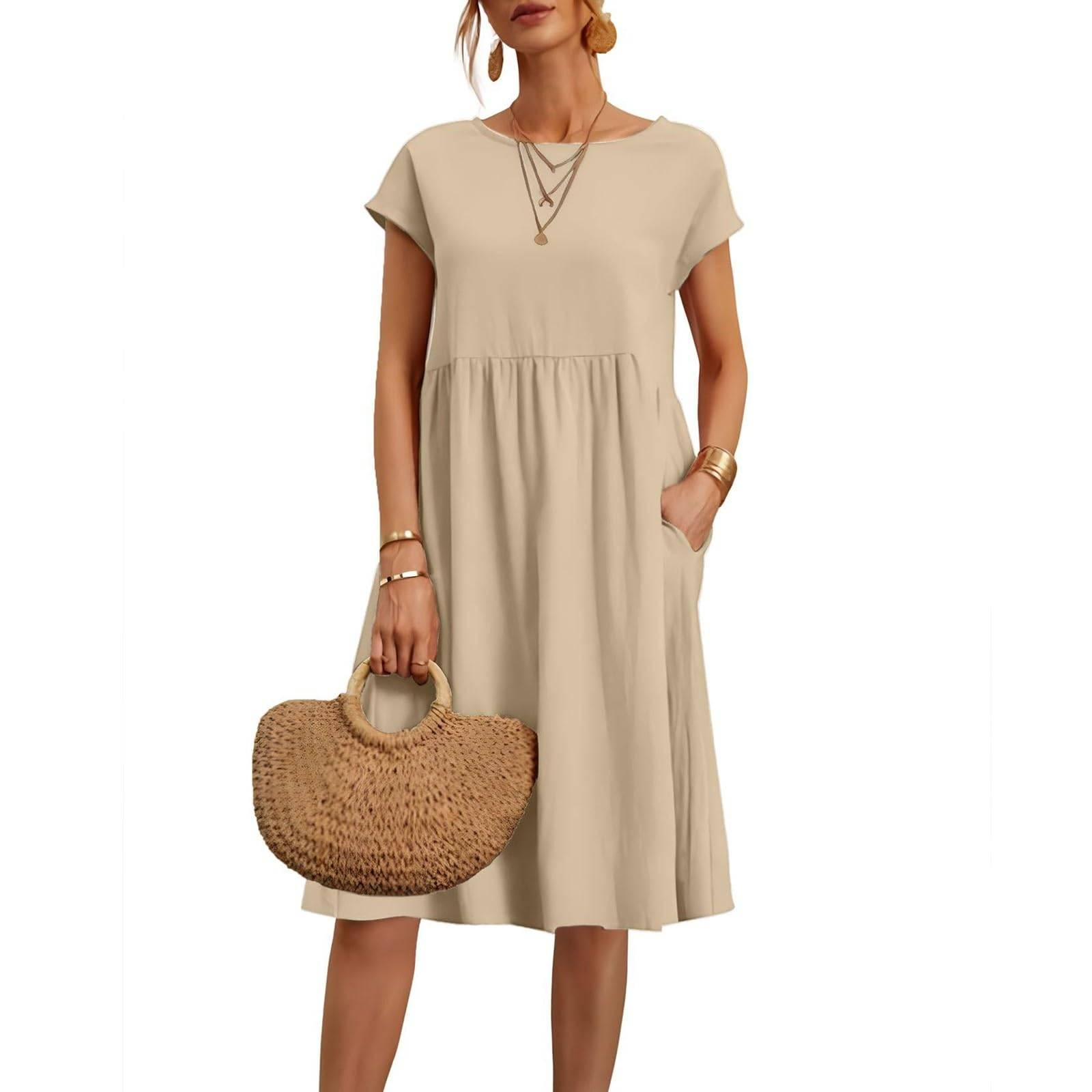 Women Plus Size Midi Dress Beach Sundress