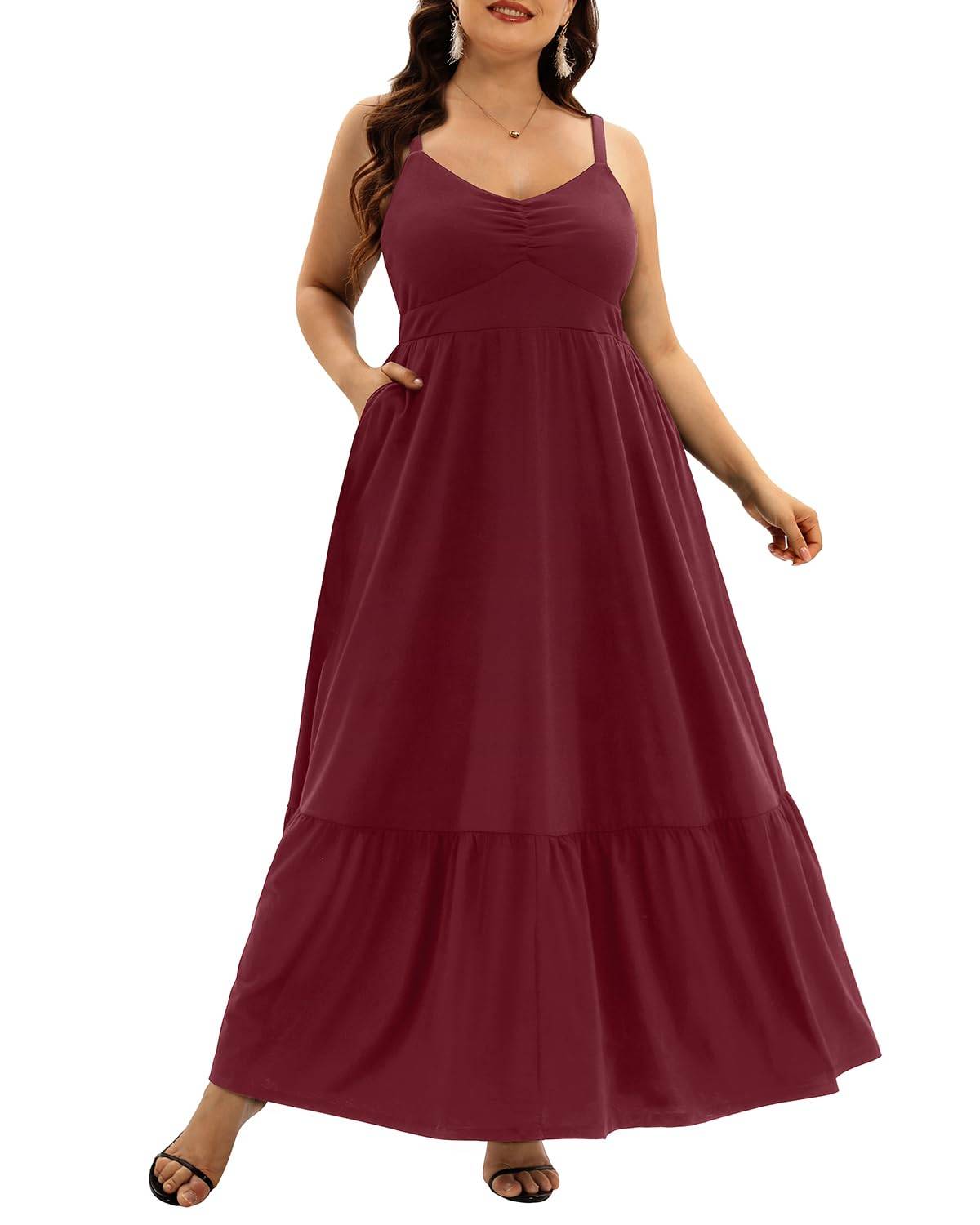 Women's Plus Size Maxi Sun Dress Sundress Pockets