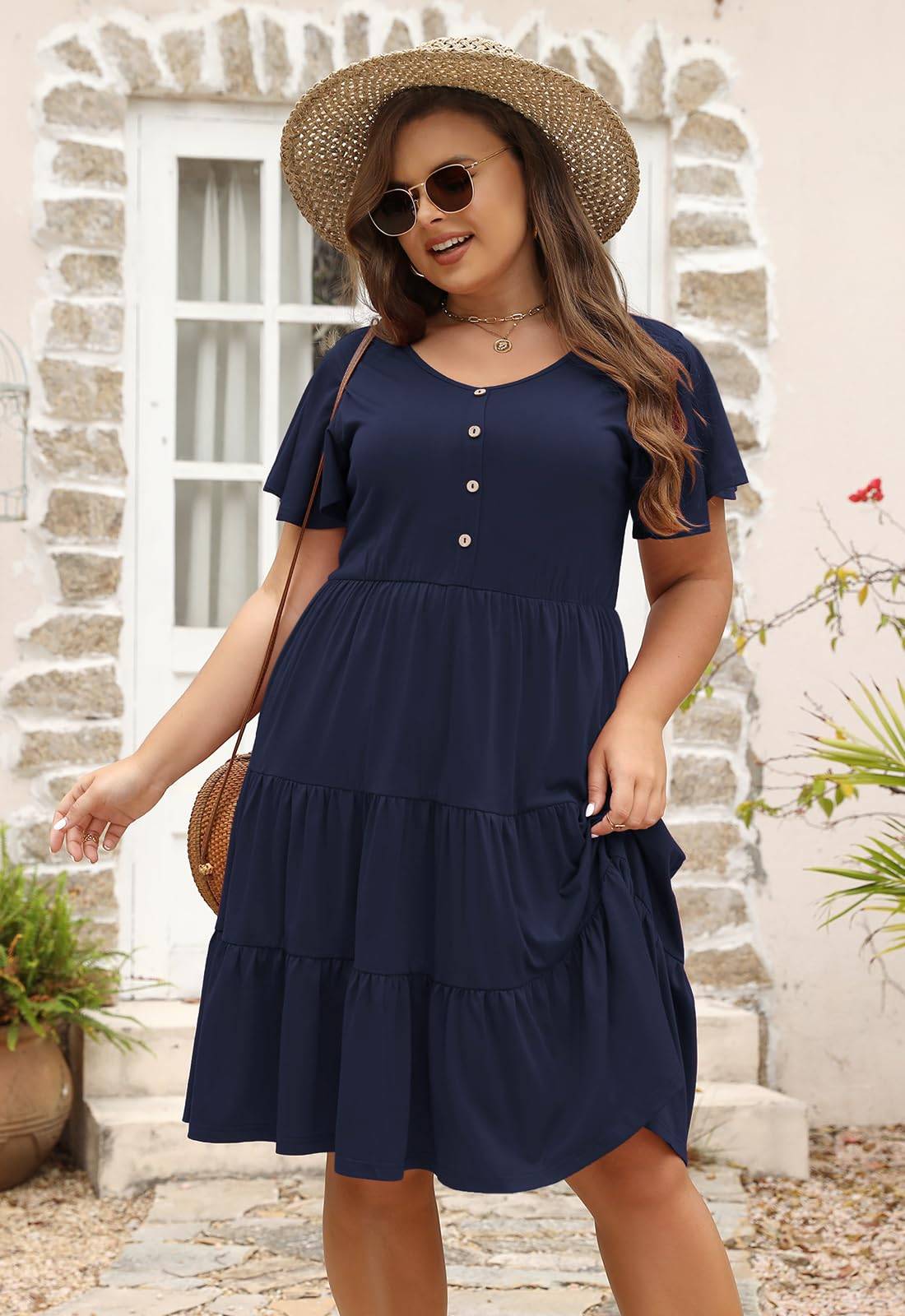 Womens Plus Size Swing Dress with Pocket