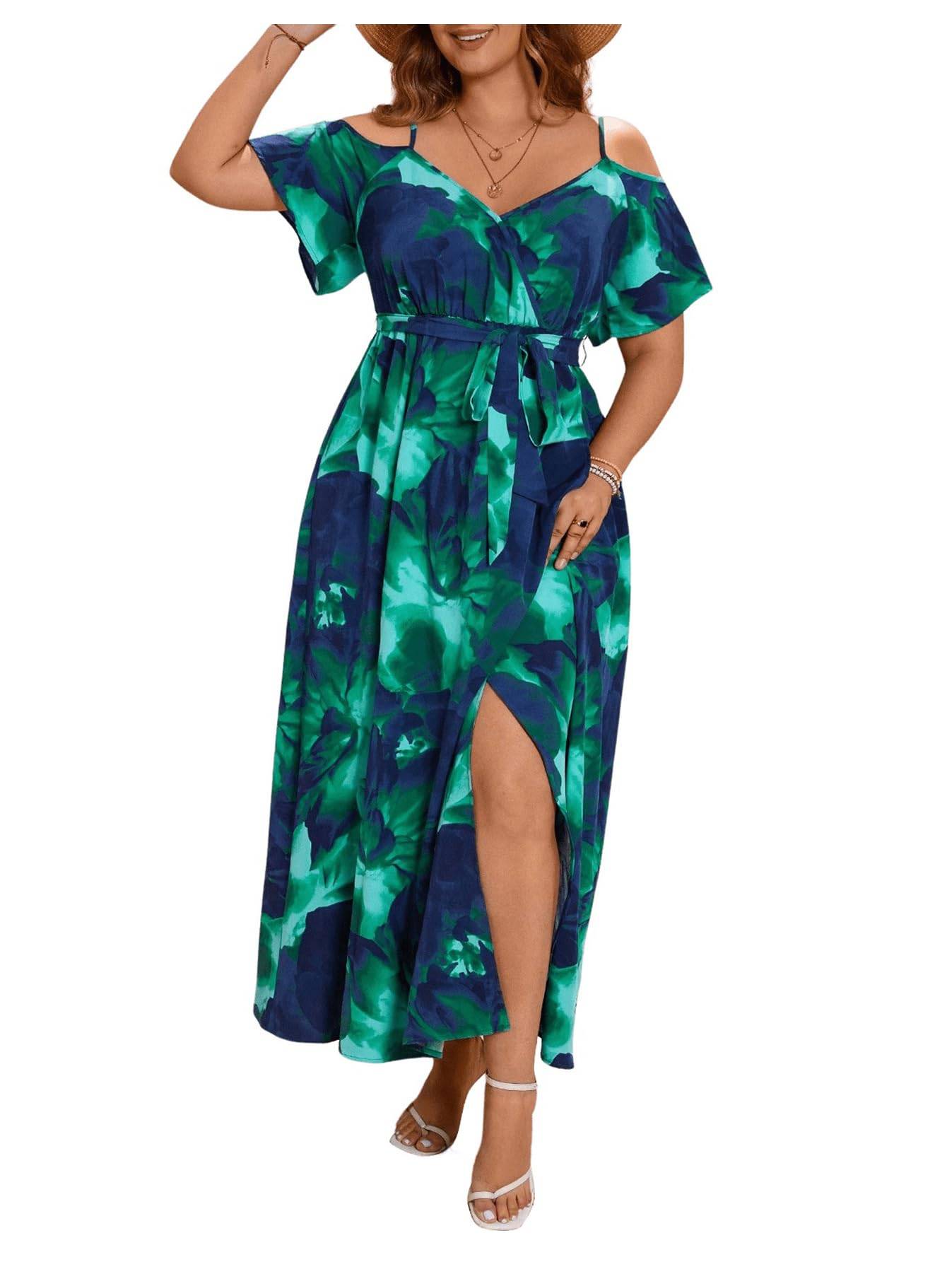 Women's Plus Size Short Sleeve Long Dress