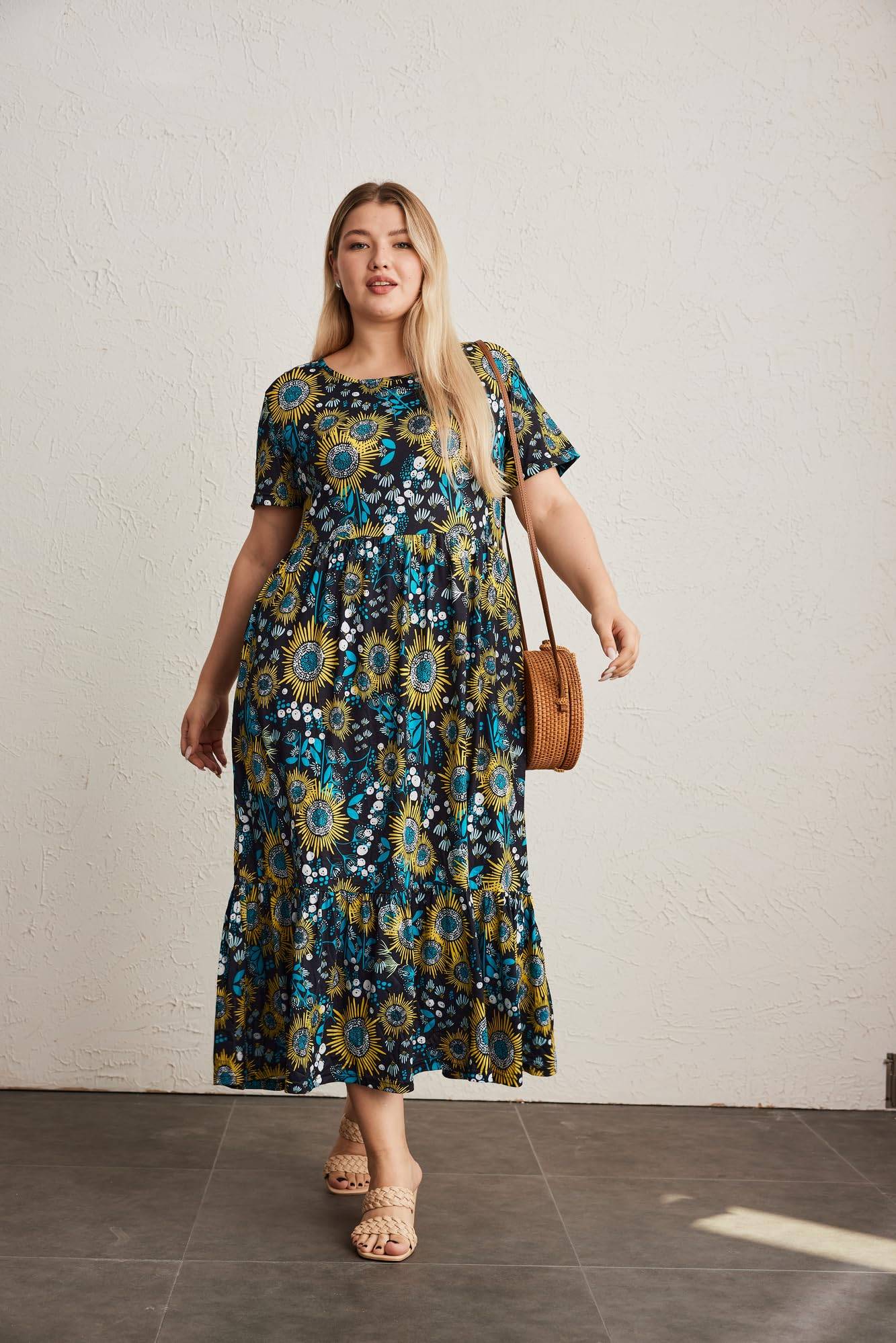 Women Plus Size Long Maxi Dresses with Pockets