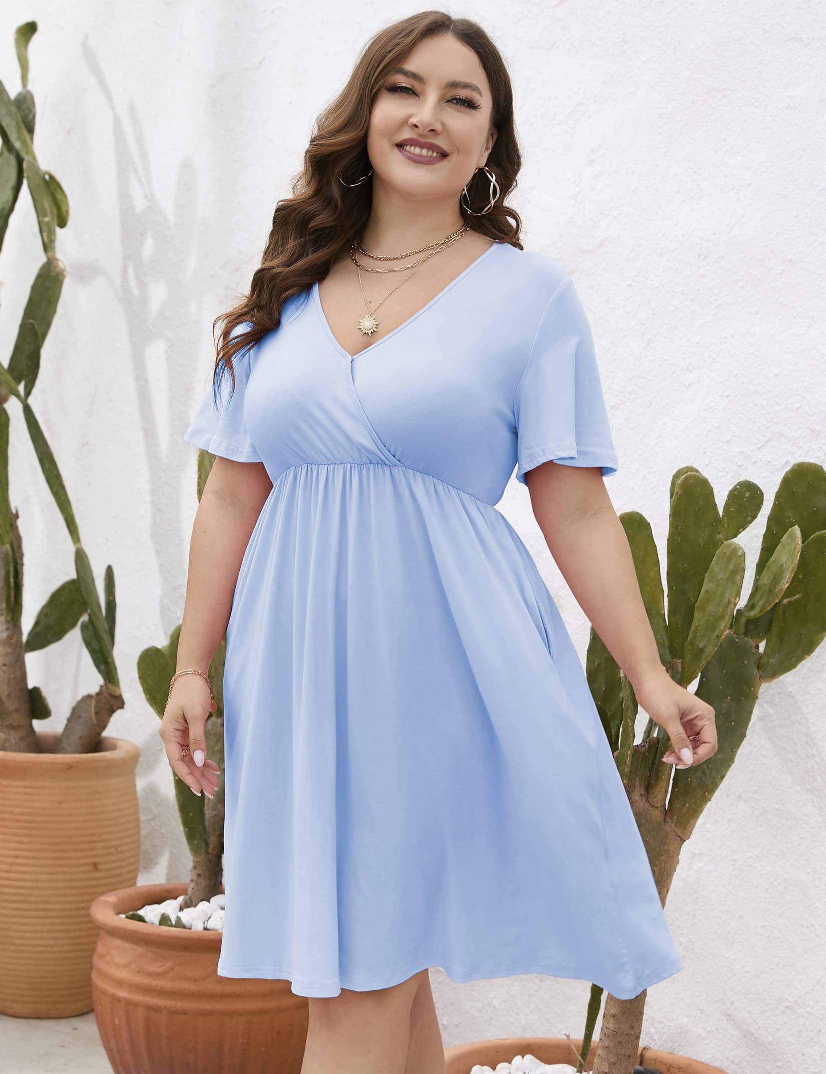 Plus Size Summer Dress Women's A Line Midi Dresses