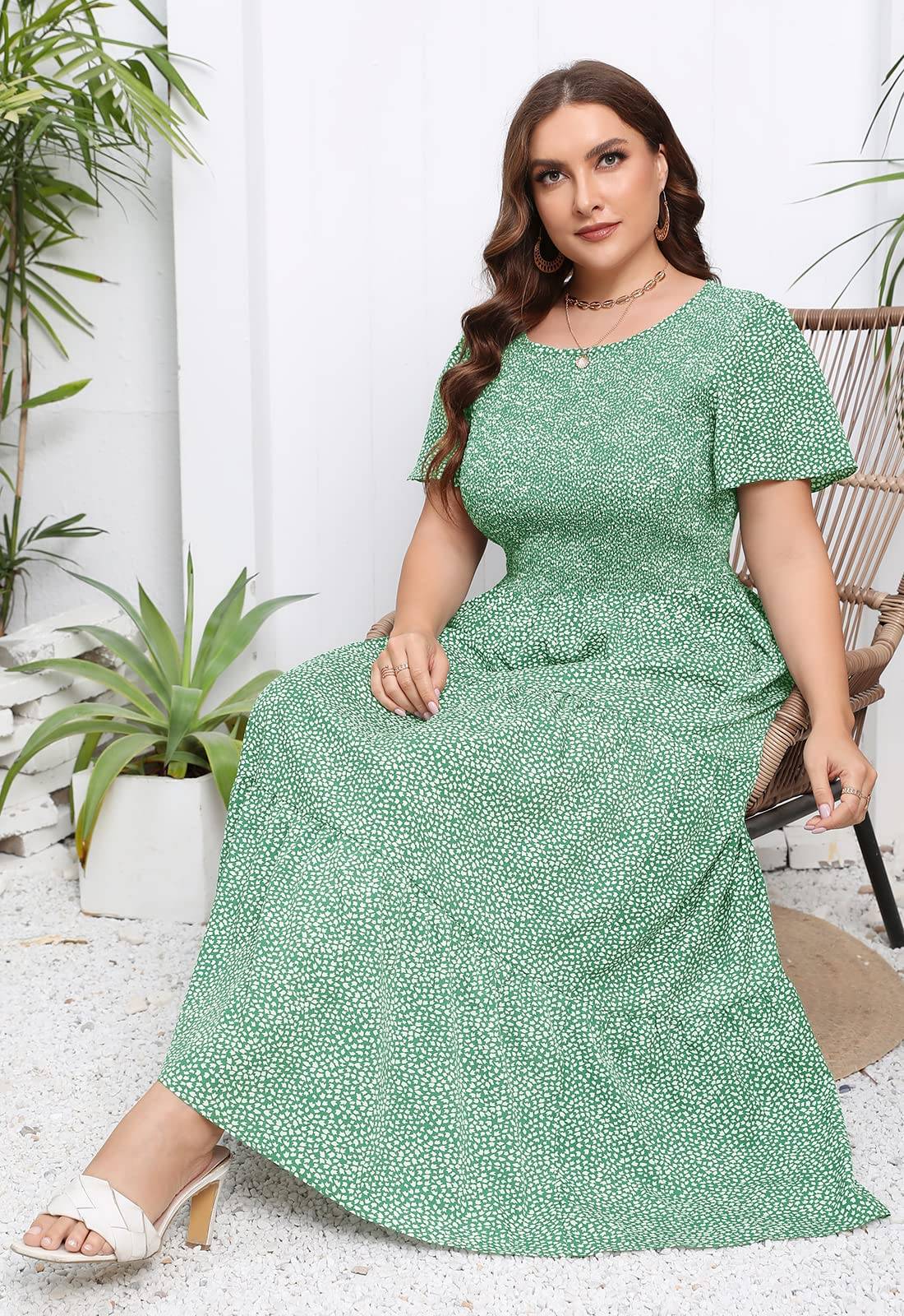 Women's Plus Size Maxi Dress Floral Boho Dress