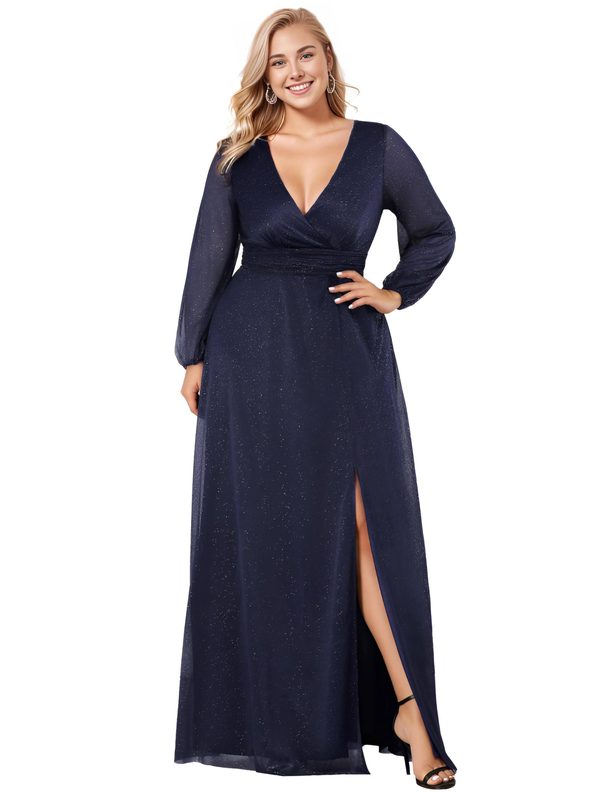 Women's Glitter A Line Plus Size Formal Dresses