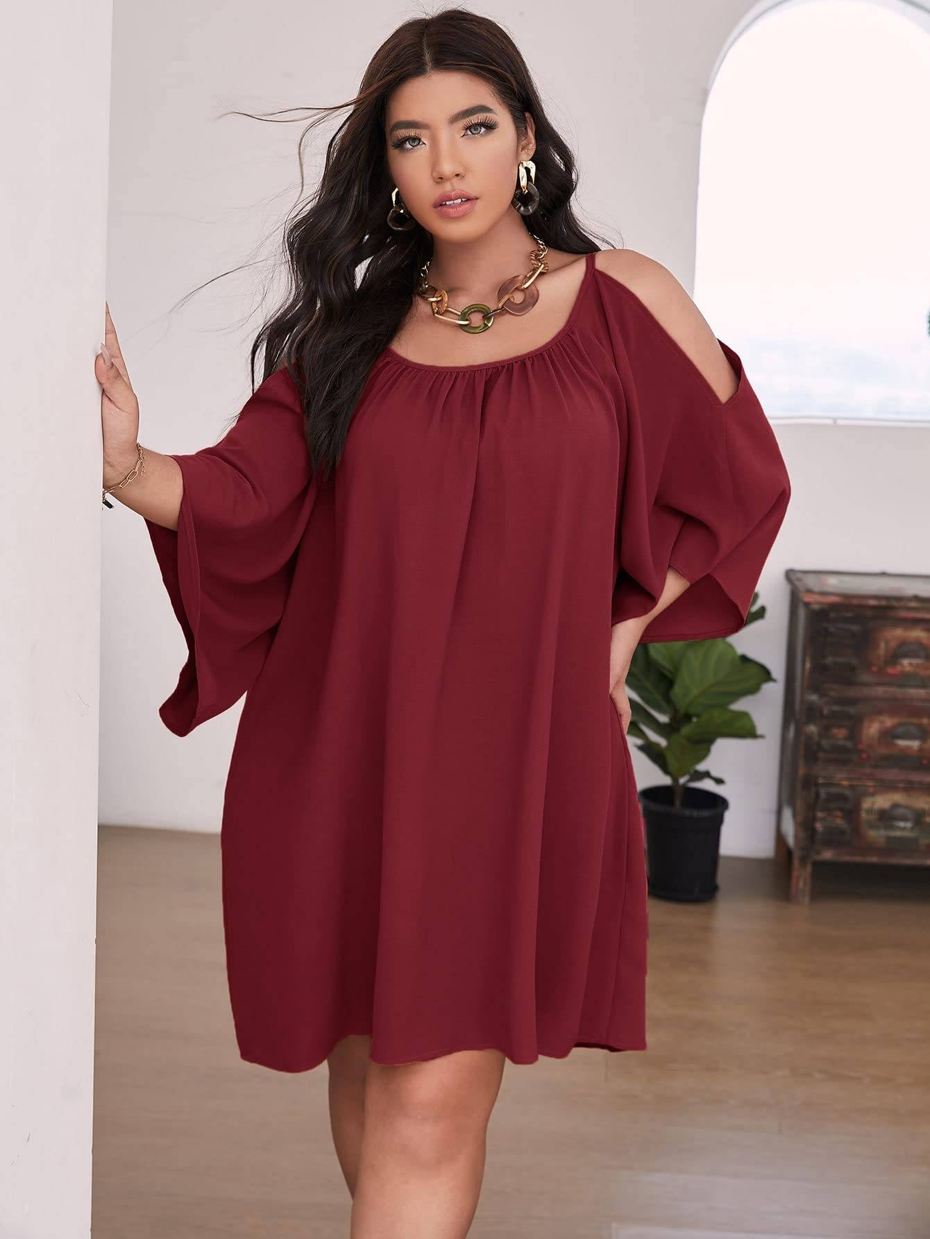 Women Plus Size Summer Dress Cold Short Dresses