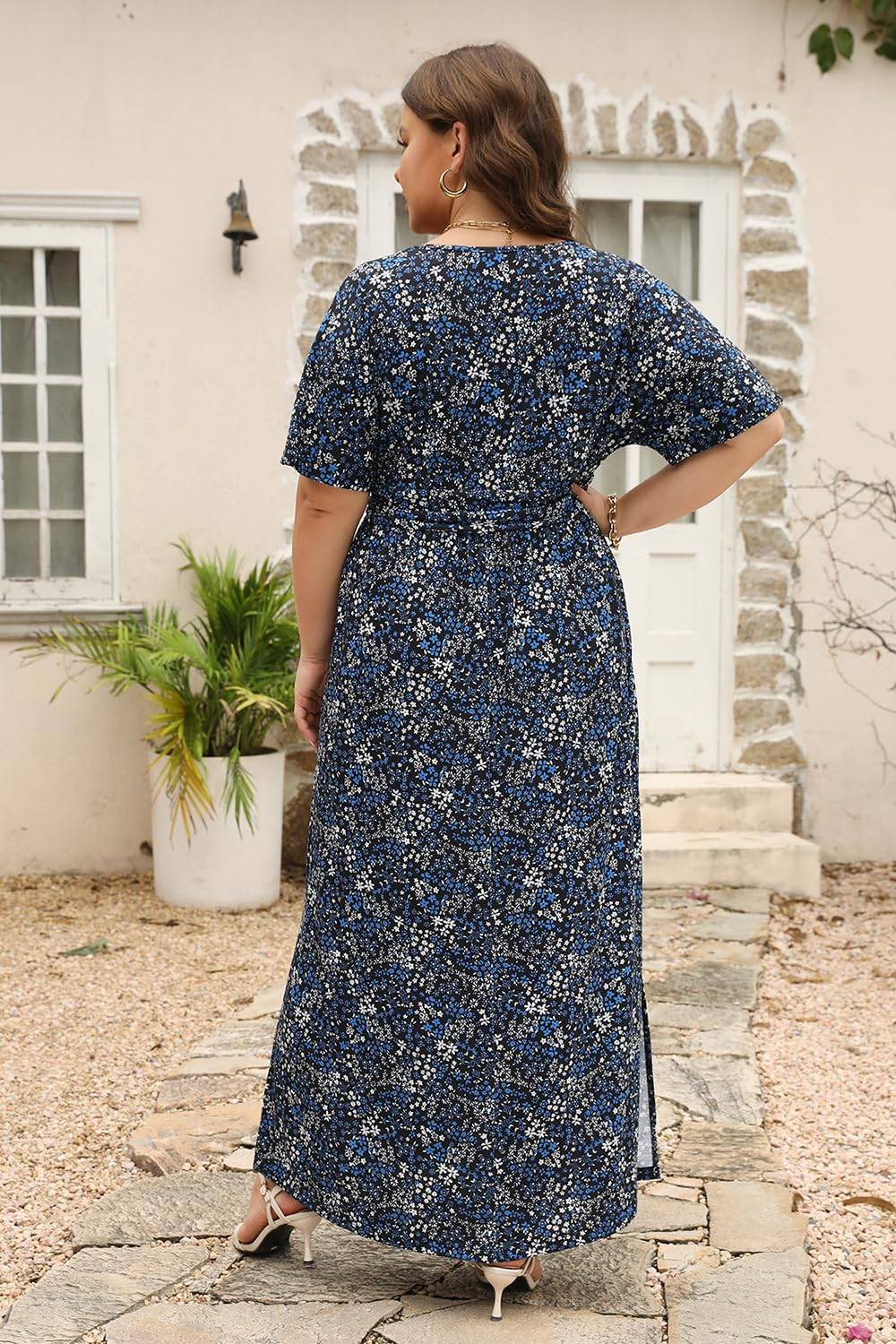 Plus Size Maxi Dresses Women Boho Floral