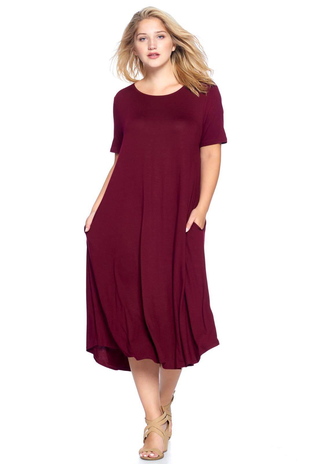 Women's Plus Size A-Line Pocket Midi Dress