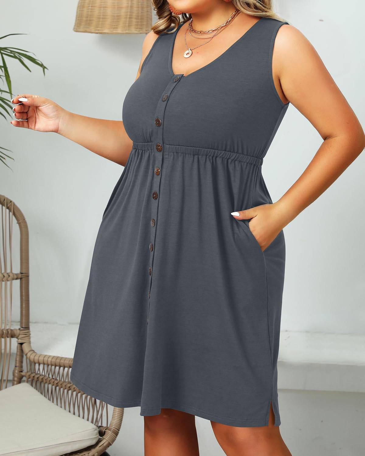 Women's Plus Size Summer Dresses Pockets A-Line