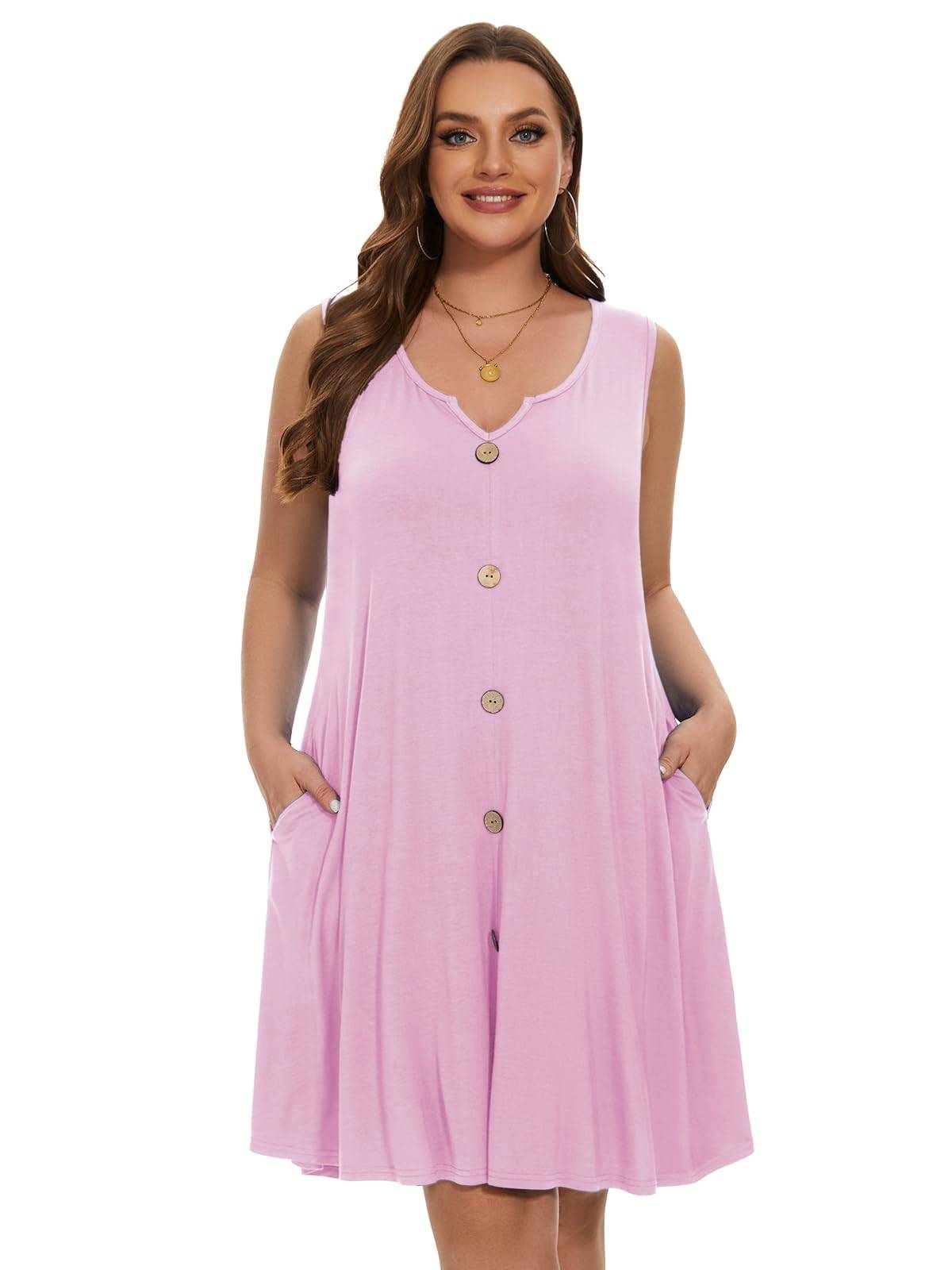 Women Plus Size A Line Sundresses Midi Dress