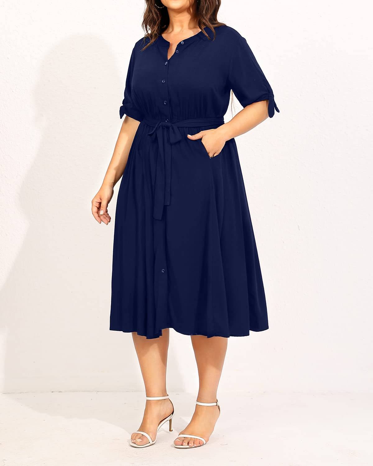 Women's Summer Midi Dress Plus Size Sundress