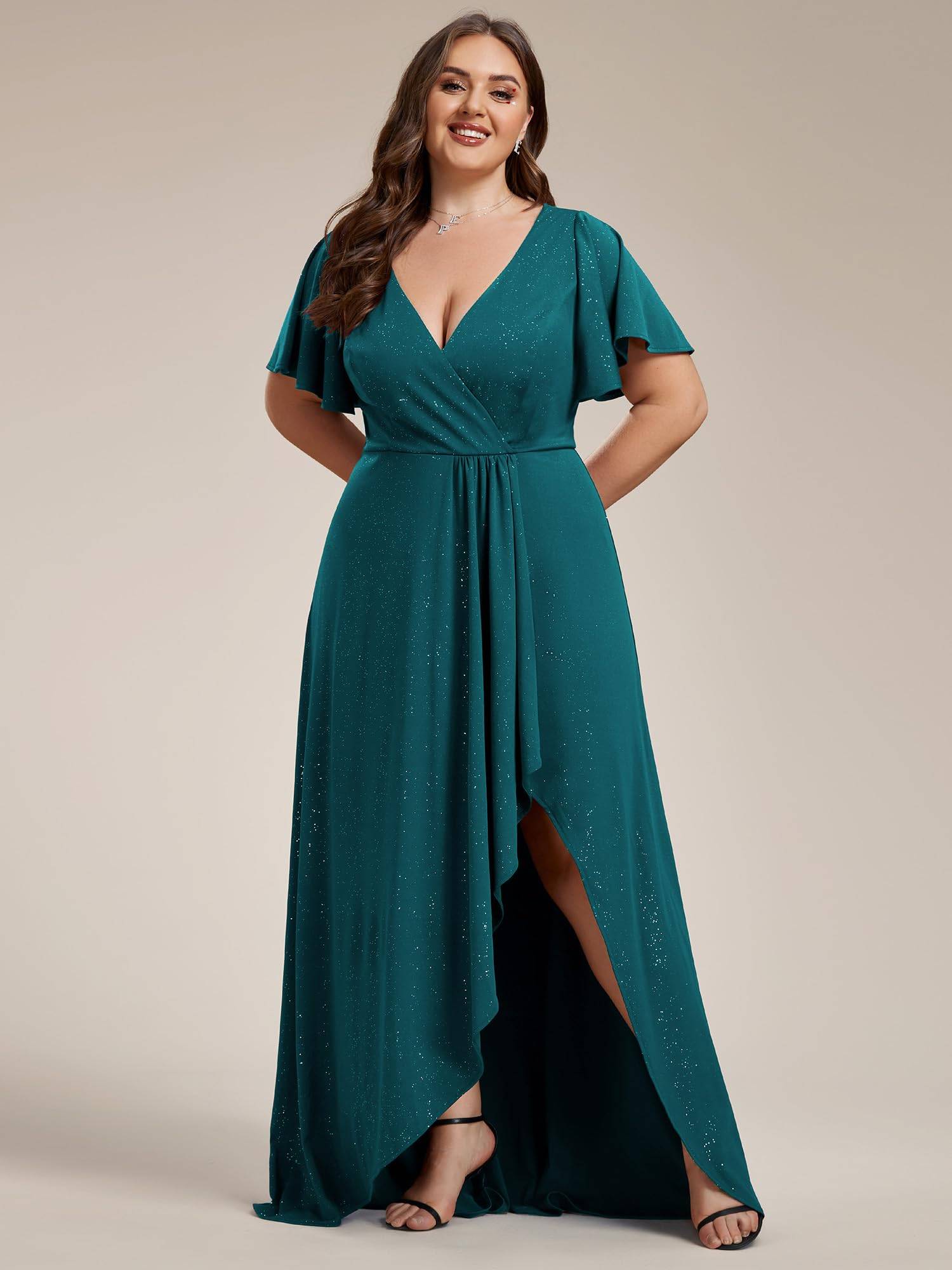 Women's Glitter A-line Plus Size Formal Dresses