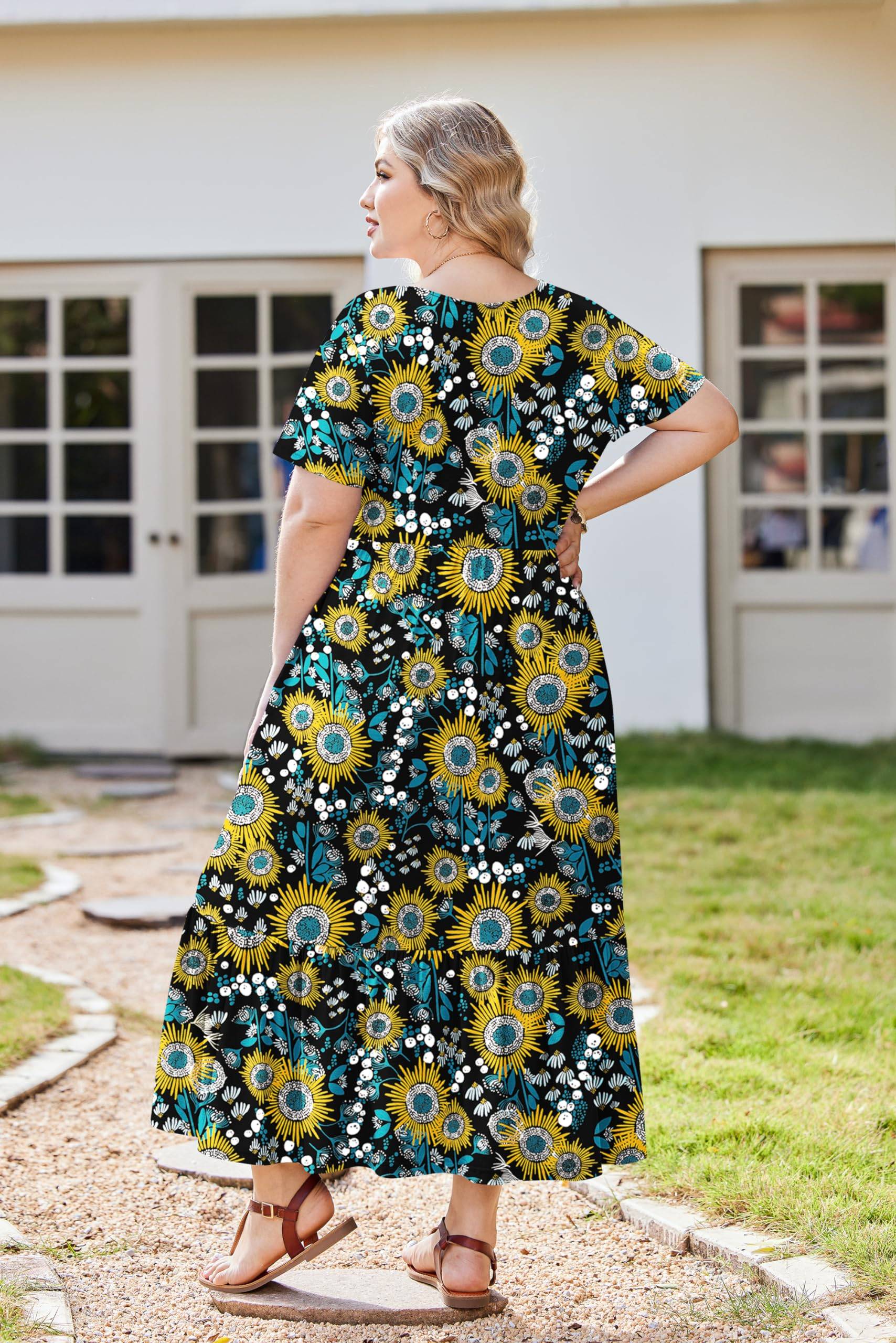 Women Plus Size Long Maxi Dresses with Pockets