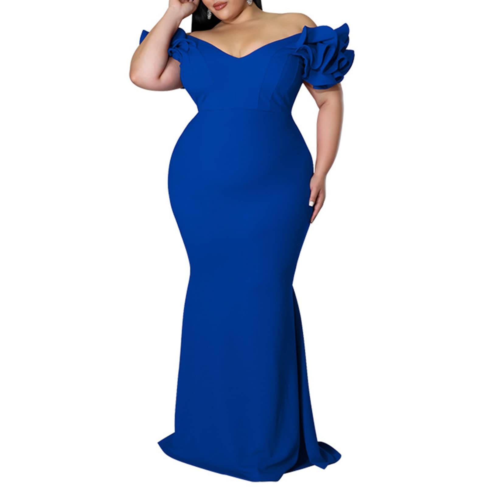 Women's Plus Size Maxi V-Neck Formal Dresses