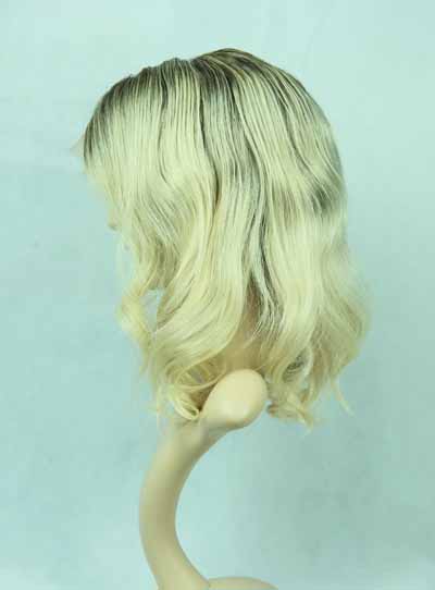 Full Lace Cap Wavy Human Hair 16 Inches 120% Wigs