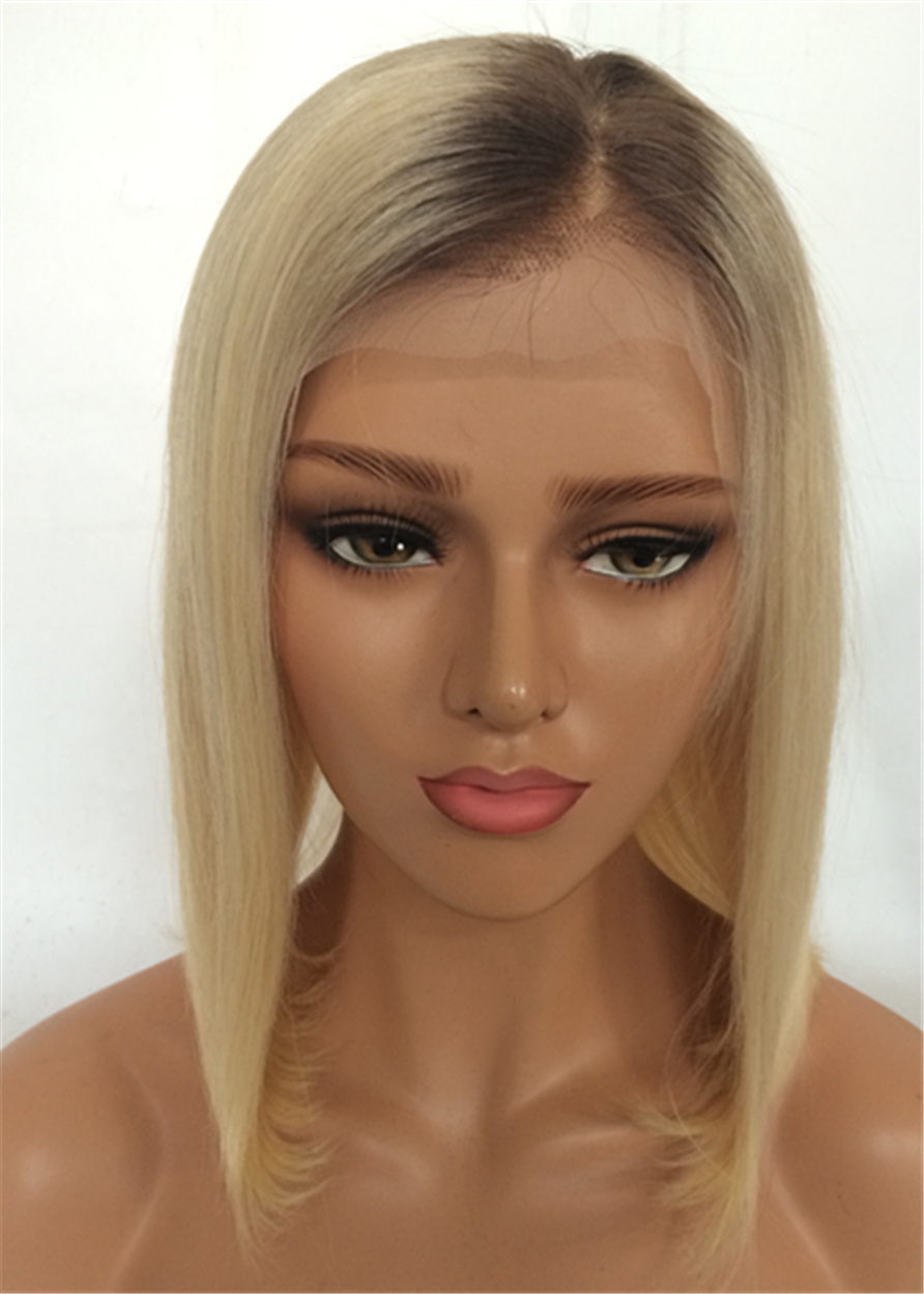 Straight Lace Front Cap Human Hair Women 120% 14 Inches Wigs