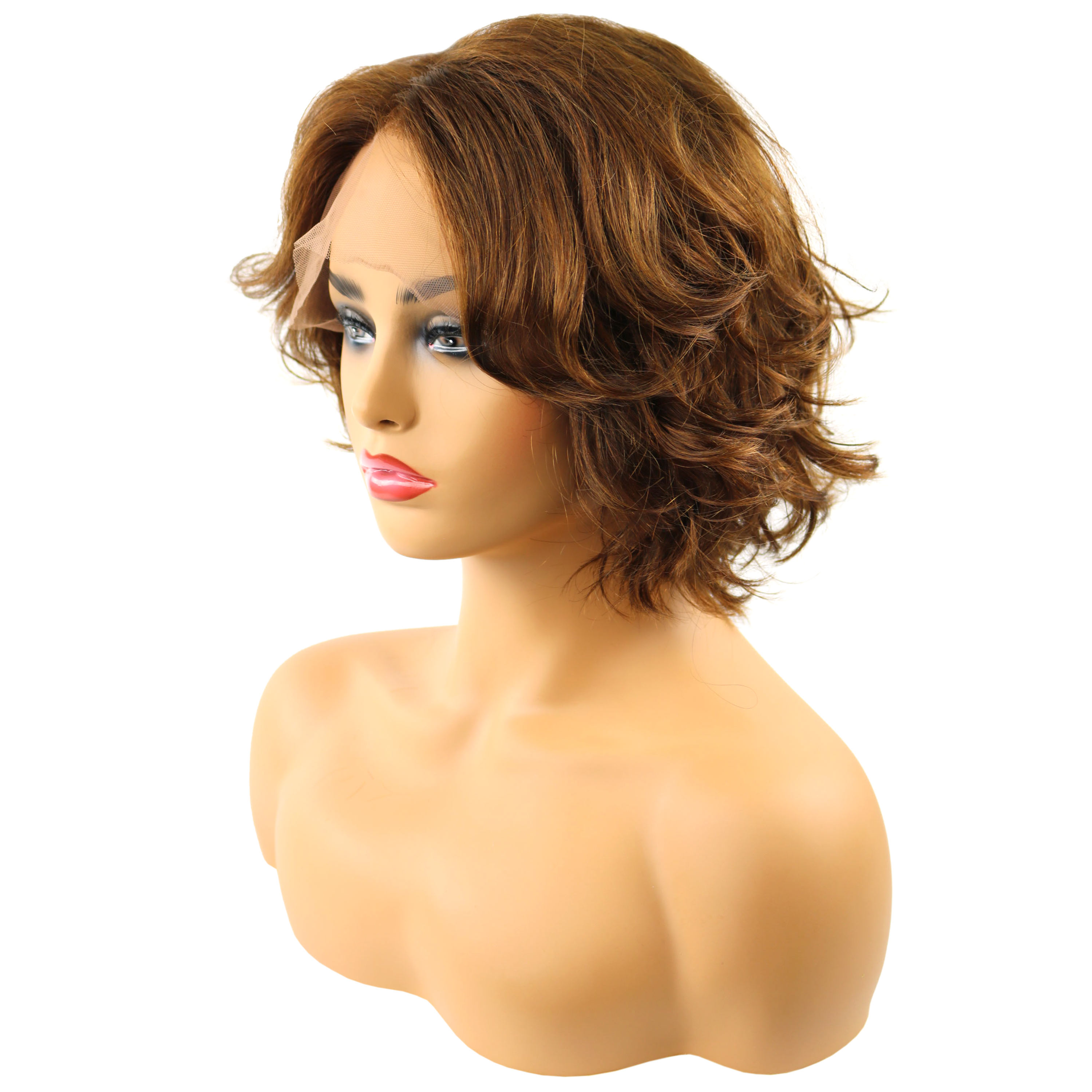 Wavy Full Lace Cap Human Hair 120% 8 Inches Wigs