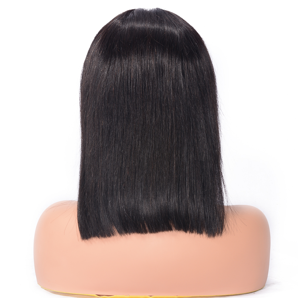 Women Lace Front Cap Straight Human Hair 14 Inches 130% Wigs