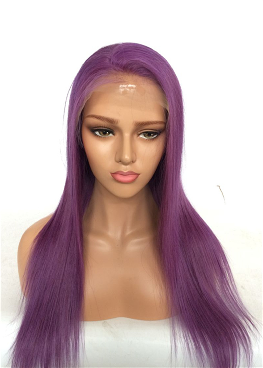 Human Hair Lace Front Cap Women Straight 26 Inches 120% Wigs