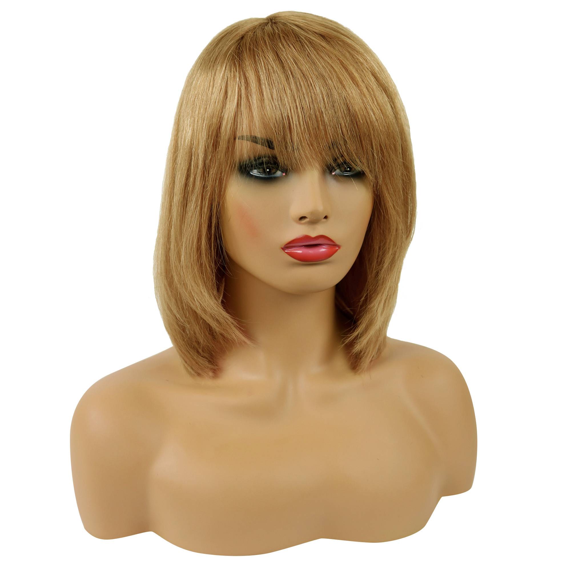 Women Human Hair Straight Capless 12 Inches 120% Wigs