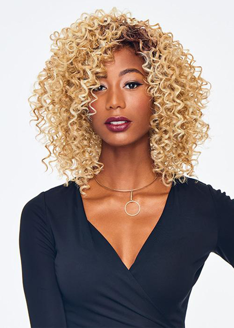 Women Synthetic Hair Capless Curly 18 Inches 130% Wigs