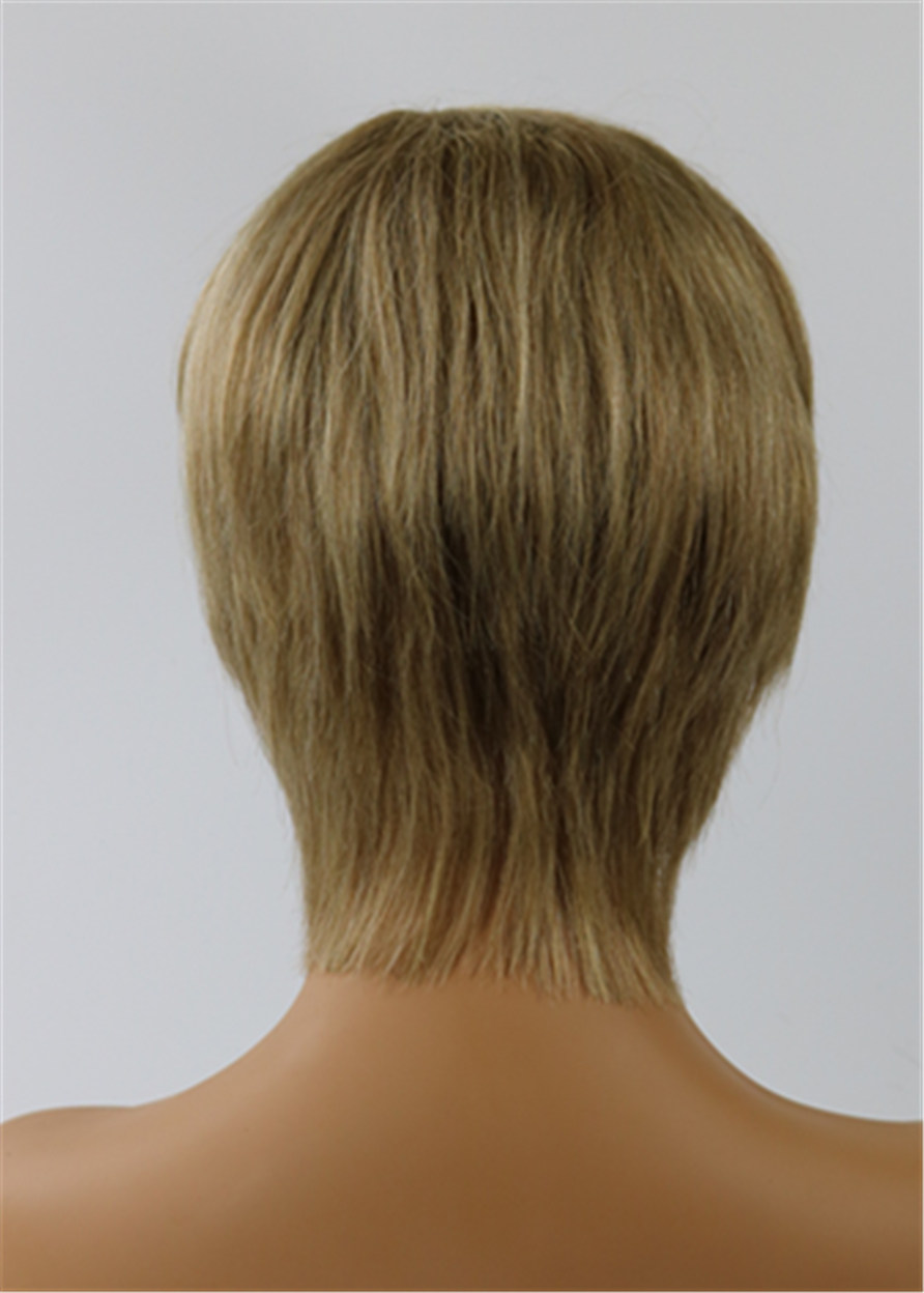 Lisa Rinna Hairstyle Capless Straight Human Hair 8 Inches 120% Wigs