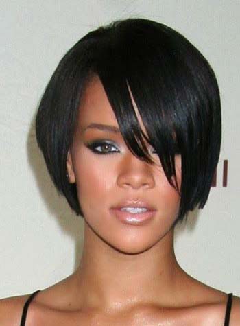 Rihanna's Bob Hairstyle Human Hair Straight Lace Front Cap 8 Inches Wigs