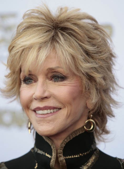 Jane Fonda Wigs Straight Synthetic Hair Capless Wigs 12 Inches