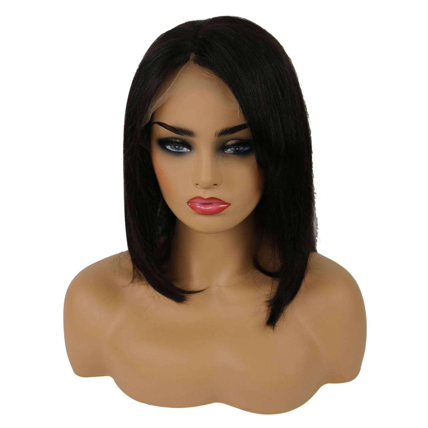 Medium Straight Lace Front Wigs Human Hair 12 Inches