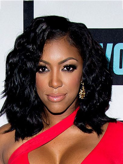 Wavy Shoulder Length Black Synthetic Porsha Williams Wigs 14 Inches