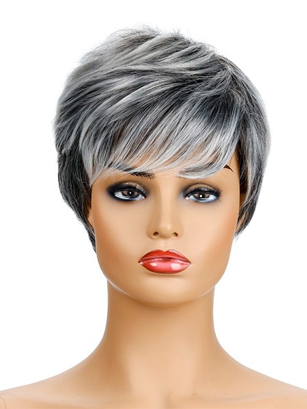 Salt and Pepper Wigs for Women Synthetic Hair Capless Wigs