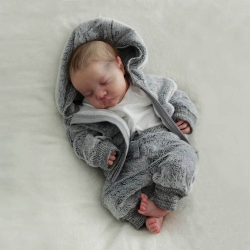 Bébé reborn Louis bébé réaliste yeux fermés full vinyle silicone