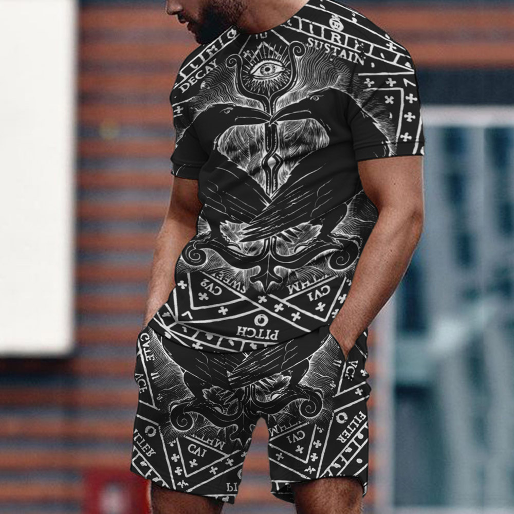 Viking Raven 3D All Over Printed Shorts & T-Shirts Set Coowigsby