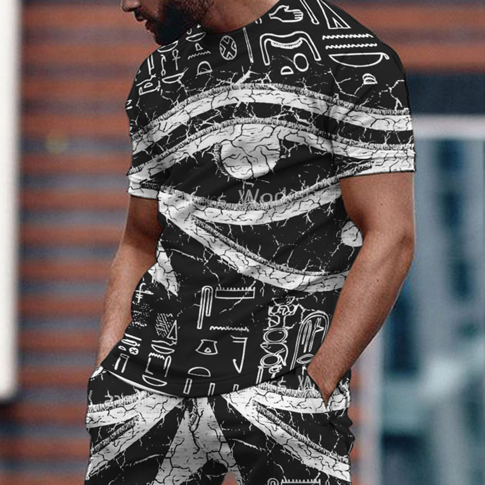 Coowigsby Viking 3D All Over Print Shorts & T-Shirts Set | Print Casual Pants Summer Men's Outfit