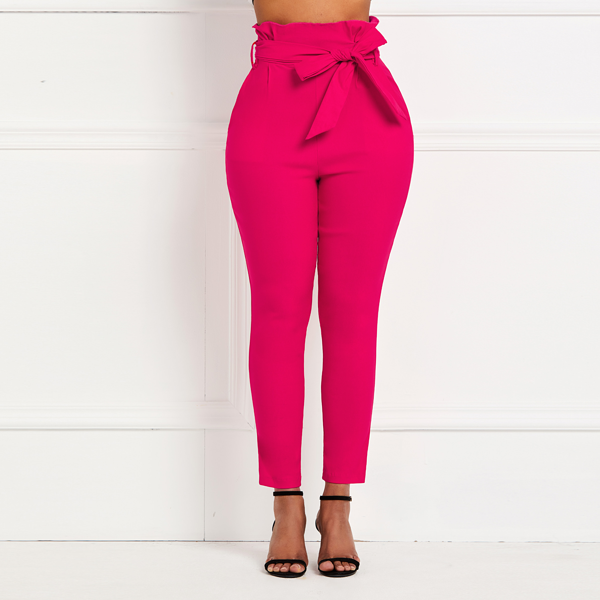 Lace-Up Plain Slim Full Length Women's Casual Pants