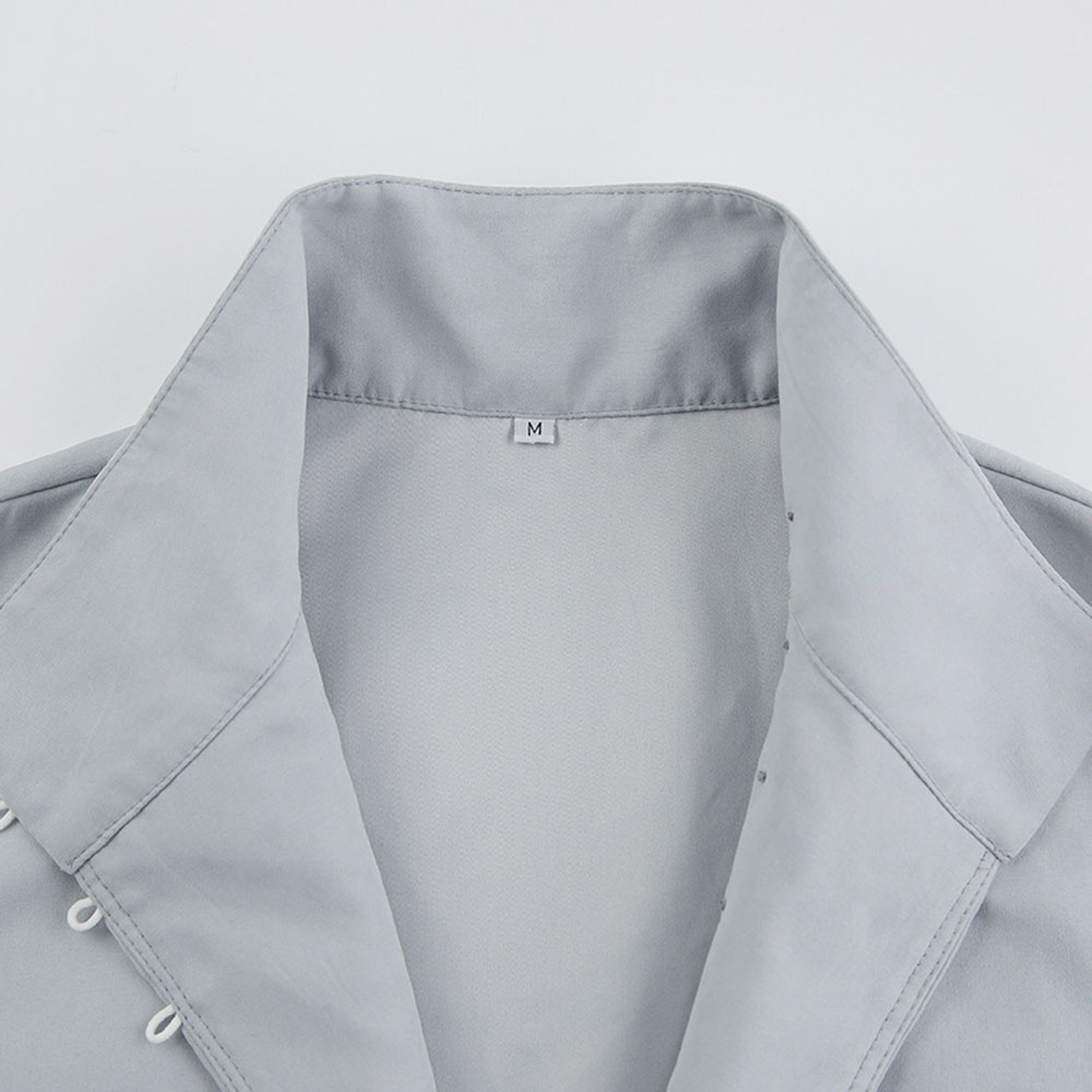 Button Plain Stand Collar Long Sleeve Women's Blouse