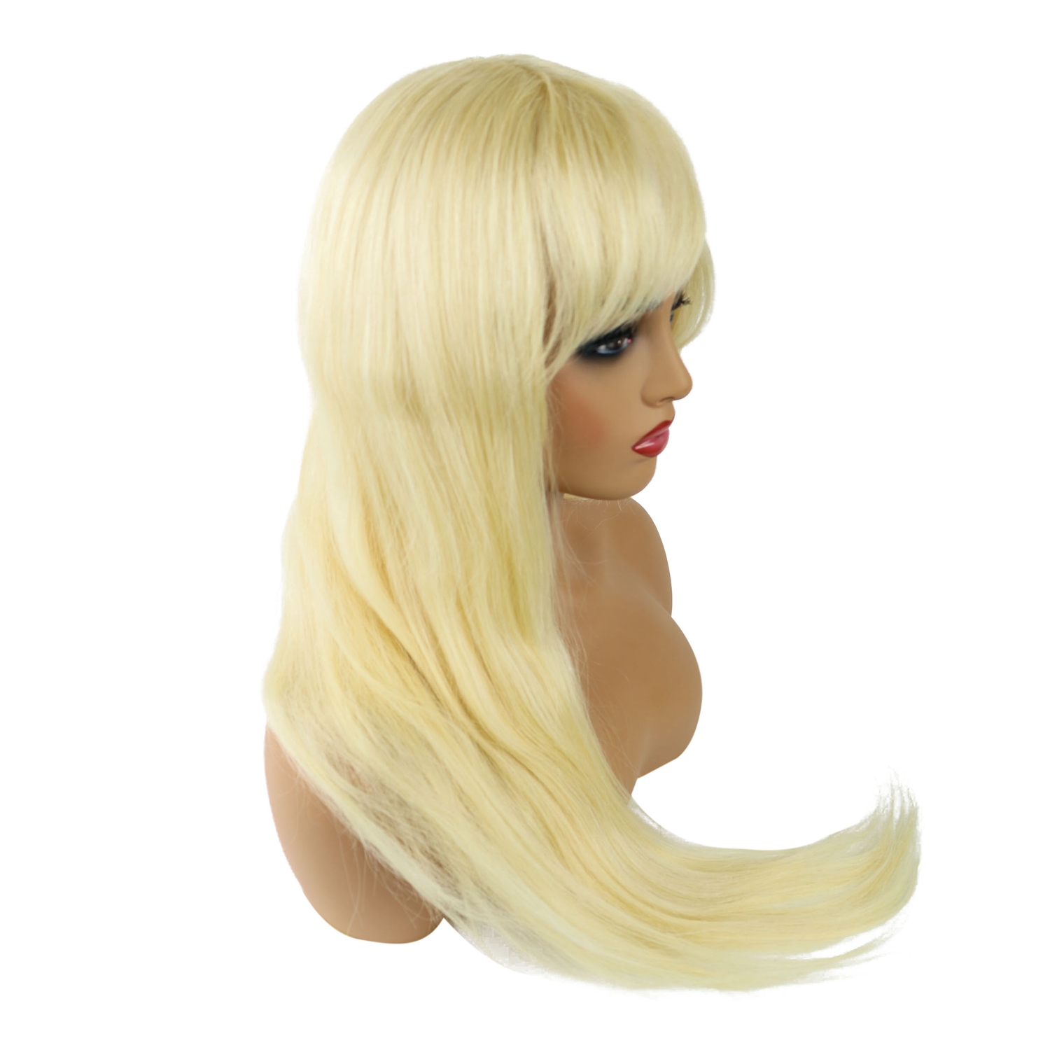 Human Hair Capless Straight 120% 24 Inches Wigs With Bangs